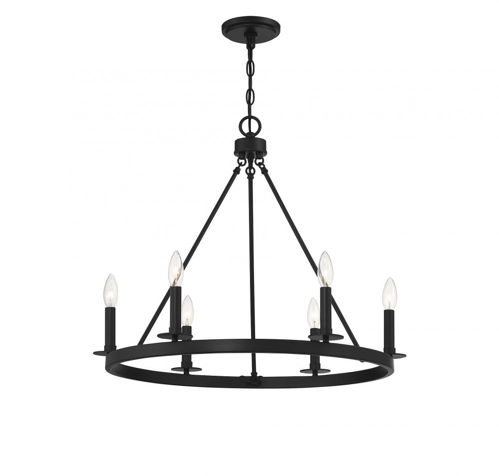 6-Light Chandelier in Matte Black