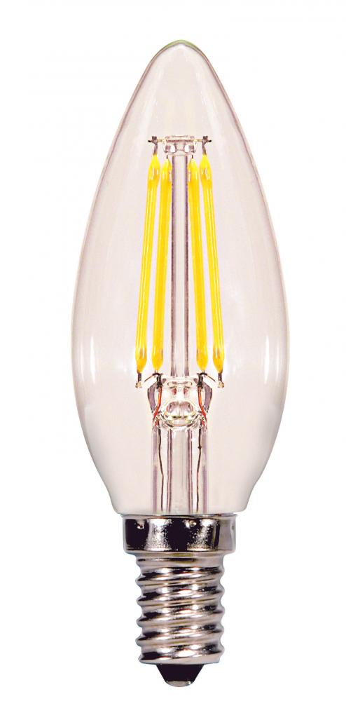 4 Watt B11 LED; Clear; Candelabra base; 5000K; 350 Lumens; 120 Volt