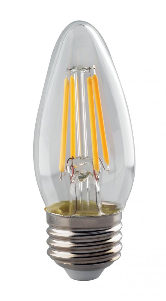 4 Watt B11 LED; Clear; Medium base; 2700K; 350 Lumens; 120 Volt