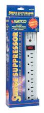 Satco Products Inc. 91/221 - 6 Outlet Superior Surge Strip; 4 Foot Cord; 14/3 SJT; Indoor Use Only; 540 Joules; 15A-120V; 1800W