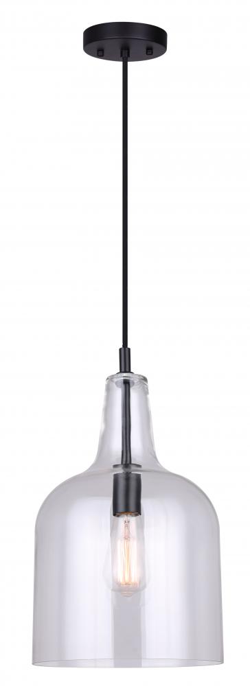 Keeva 1 Light Pendant, Black Finish