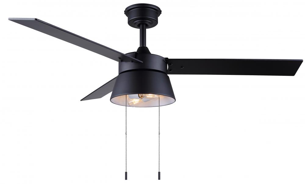 Kade 48 in. Indoor Standard Matte Black Ceiling Fan with Vintage LED Bulbs Included