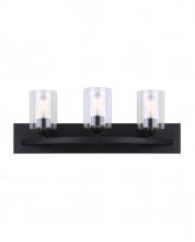 Canarm IVL370A03BK-CL - HAMPTON, IVL370A03BK-CL, MBK Color, 3 Lt Vanity, Clear Glass, 60W Type A, Easy Connect Inc