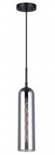 Canarm IPL740B01BK - ELOISE, IPL740B01BK, MBK Color, 1 Lt Cord Pendant, Smoked Glass, 60W Type A, 4.75" W x 22 - 69&#