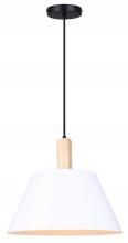 Canarm IPL1124A01BWW - HARLYN, IPL1124A01BWW, MBK + MWH + Real Wood Color, 1 Lt Pendant, 60W Type A