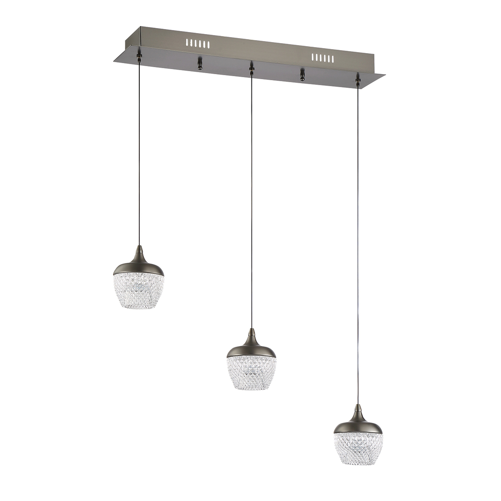 ARIKA series 15 Watt Chrome Integrated LED 3-Light Pendant Bar