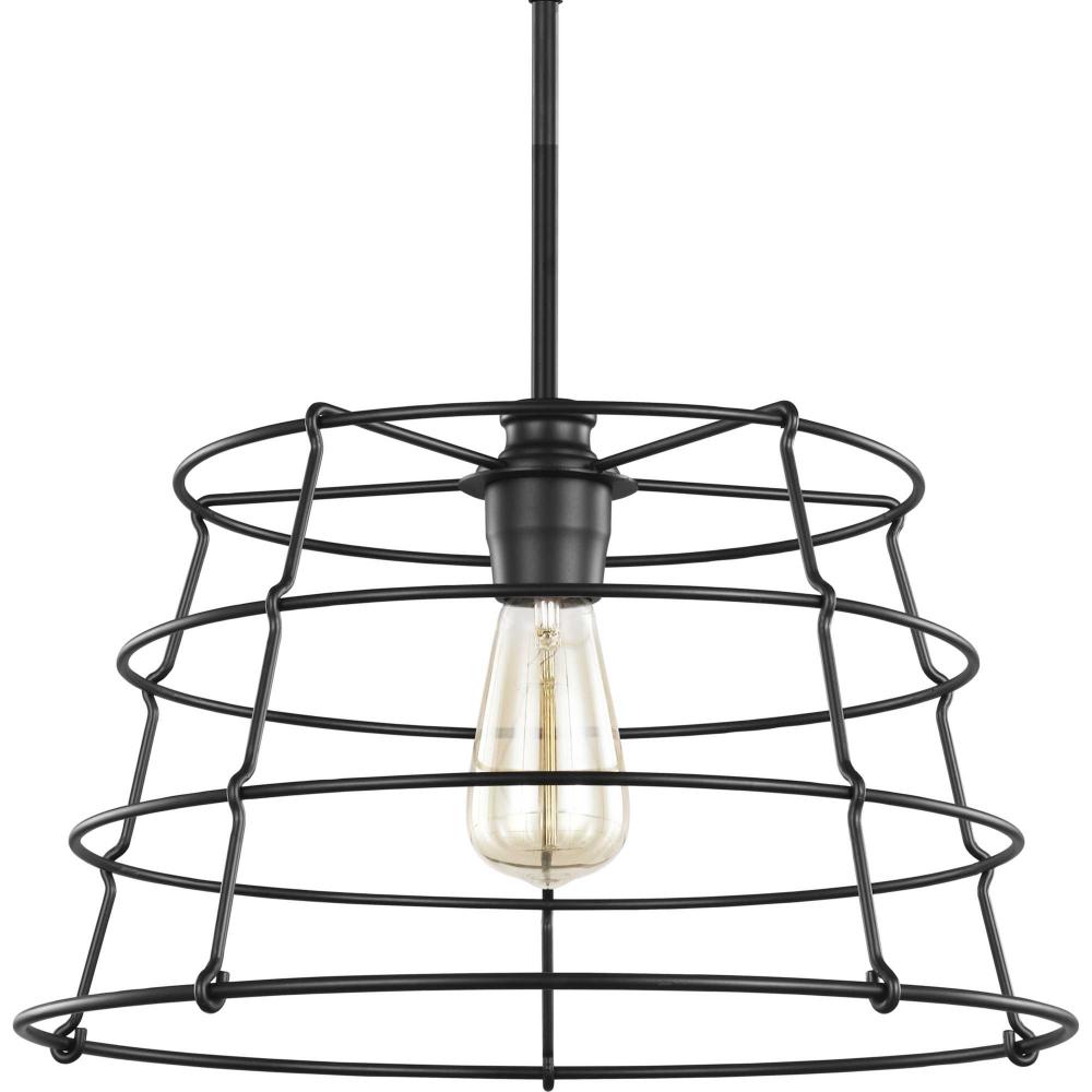 Chambers Collection One-Light Matte Black Farmhouse Pendant Light