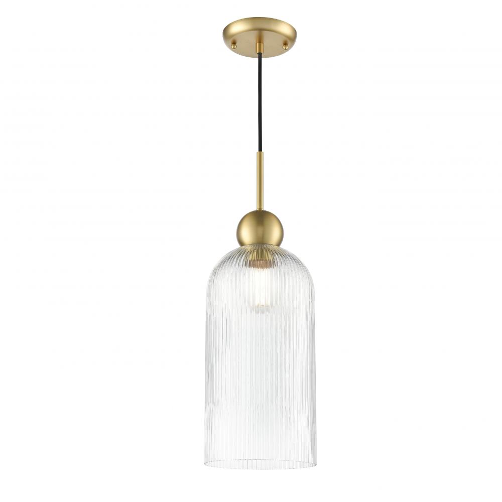 Hariette 17" Ribbed Pendant, Brass