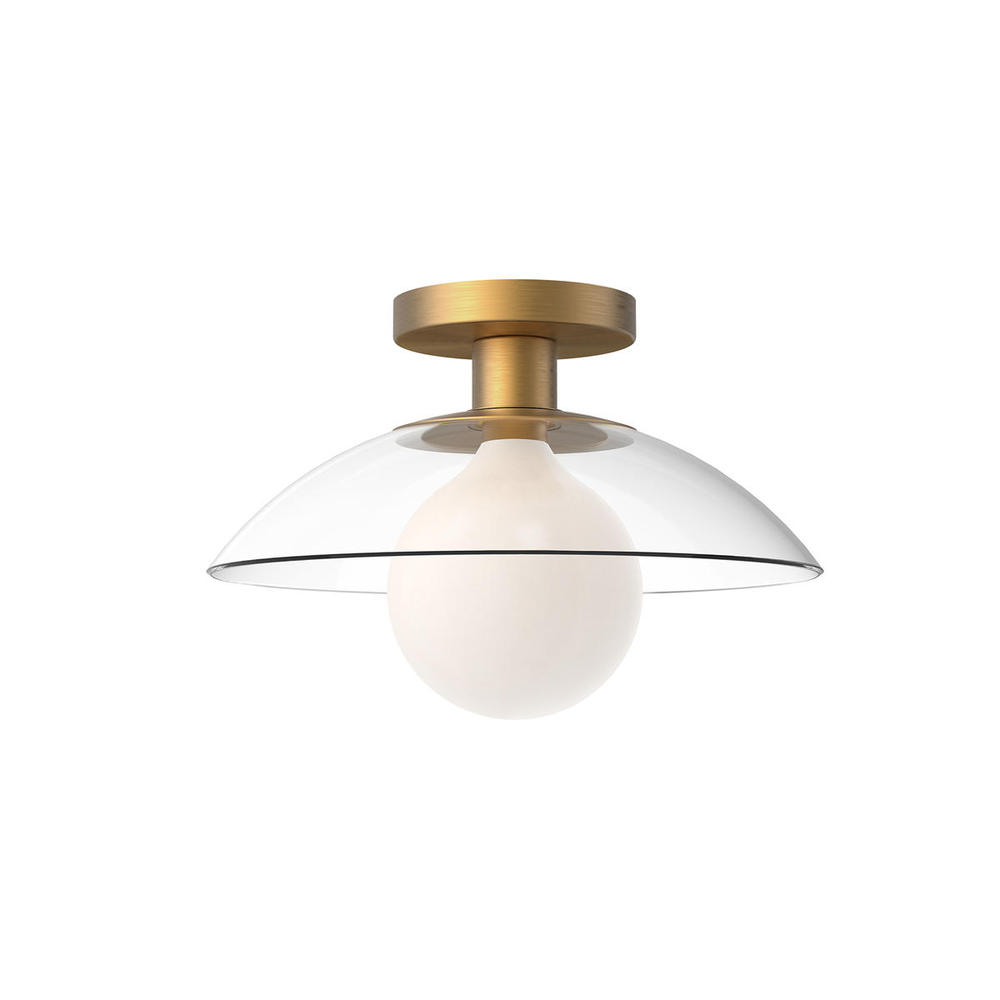 Francesca 12-in Aged Gold/Clear Glass 1 Light Semi Flush Mount