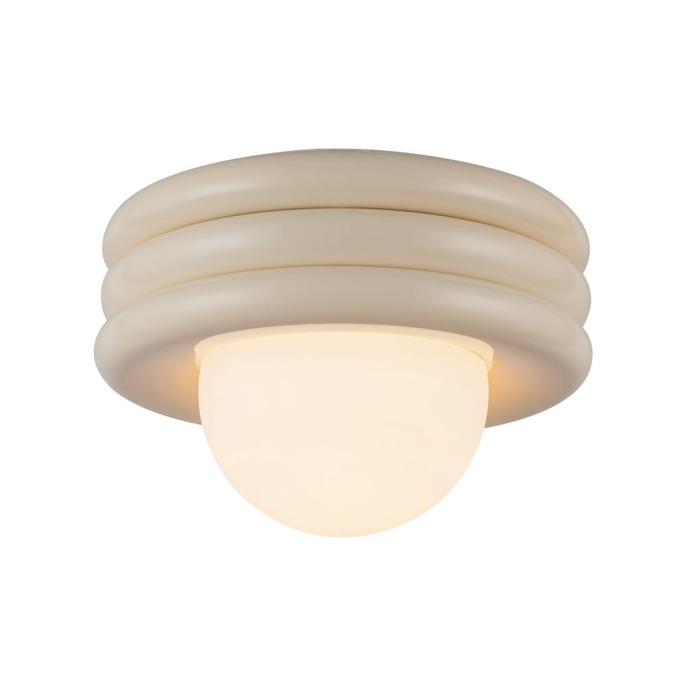 Harvey 12-in Pearl White Socket Semi-Flush Mount