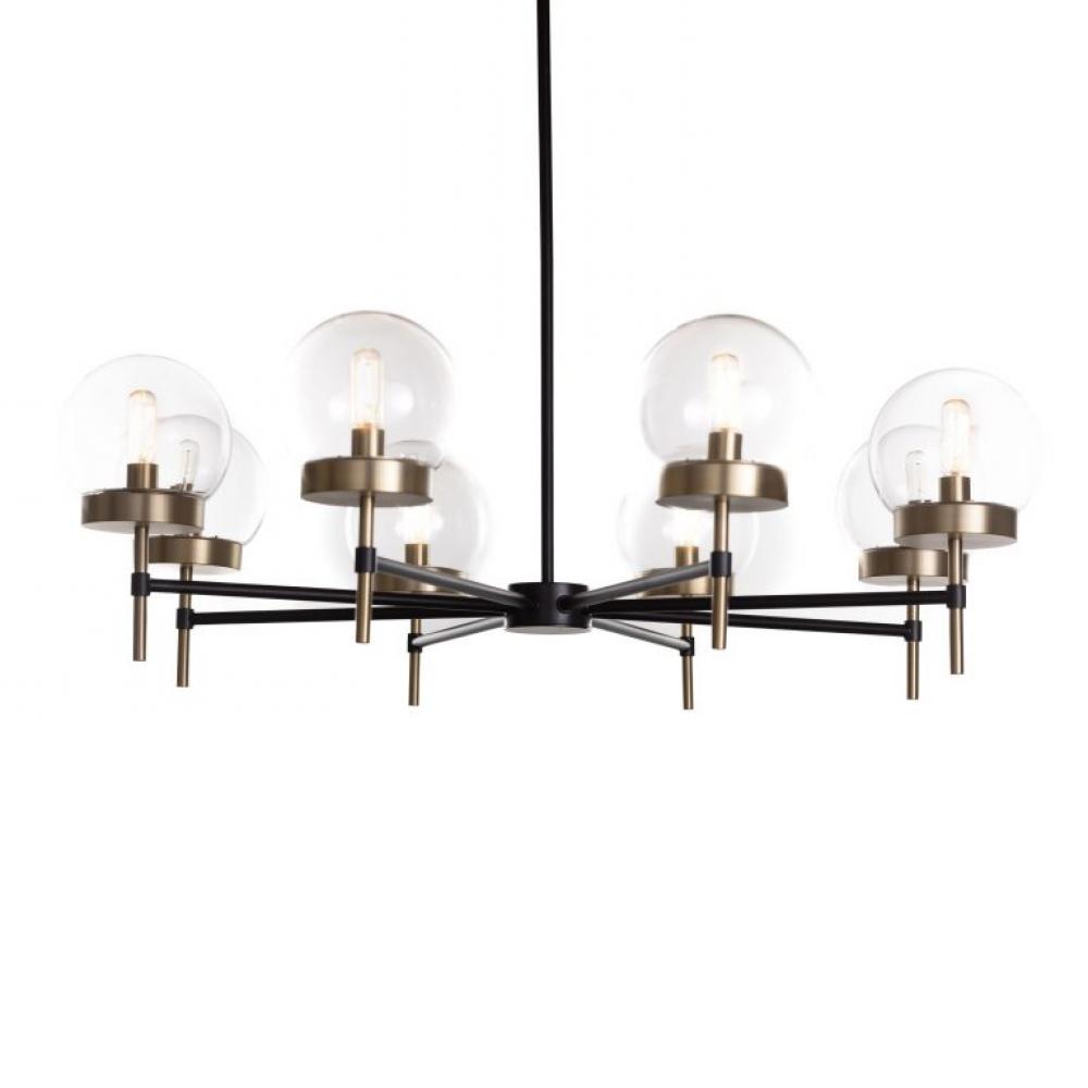 Liberty - 8 Light 36 Chandelier in Black/Soft Gold with Clear Glass