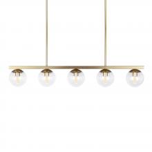 Russell Lighting 488-405/SG/CL - Eclipse - 5 Light Linear Pendant in Soft Gold with Clear Glass