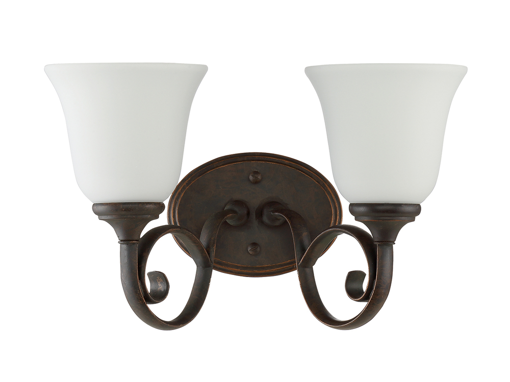 Barrett Place 2 Light Vanity in Mocha Bronze (White Glass)