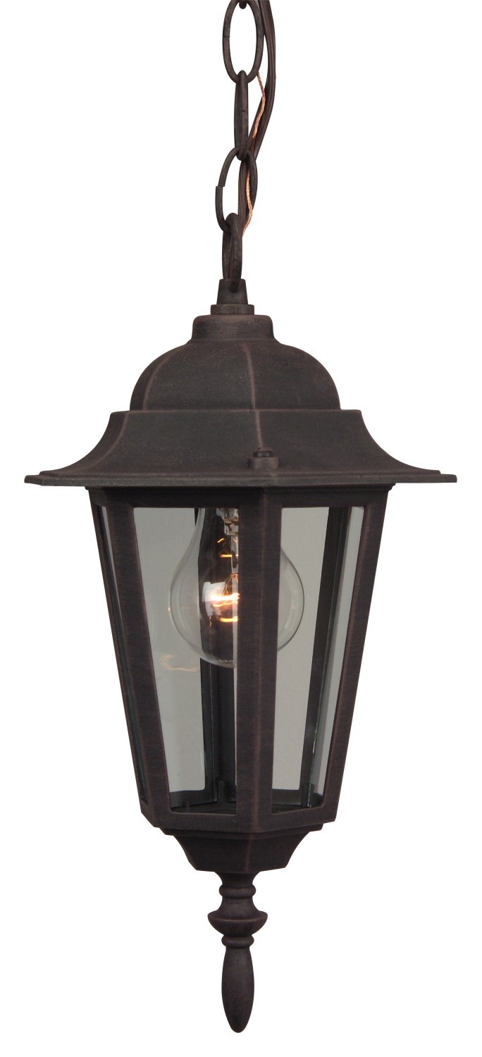 Straight Glass Cast 1 Light Outdoor Pendant in Rust