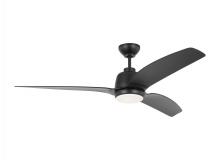 VC Fan Collection 3AVLCR60MBKD - Avila Coastal 60 LED Ceiling Fan in Midnight Black with Midnight Black Blades and Light Kit